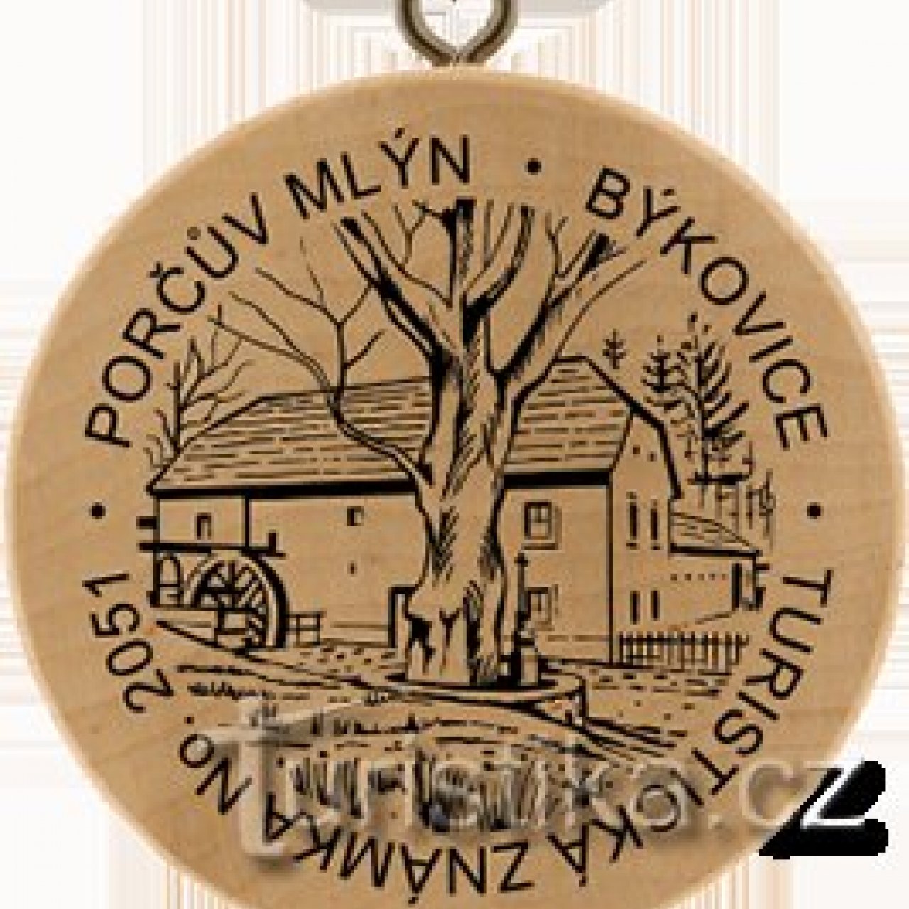 Turistická známka č. 2051 - Porčův mlýn, Býkovice