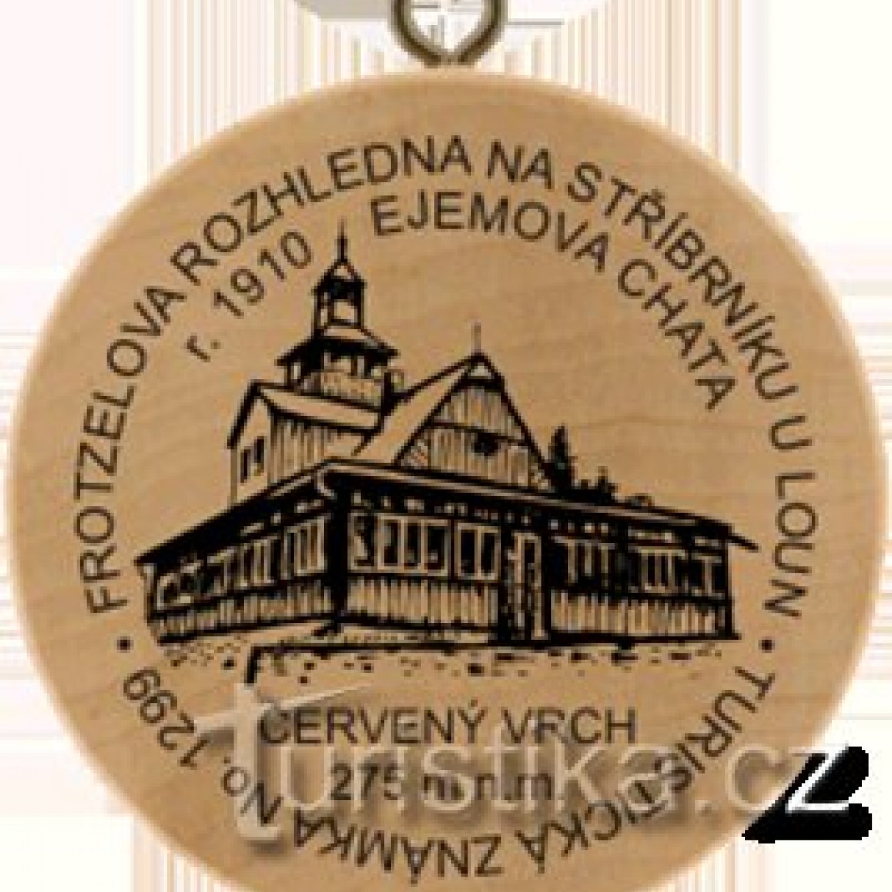 Turistická známka č. 1299 - Frotzelova rozhledna na Stříbrníku u Loun, 275 m