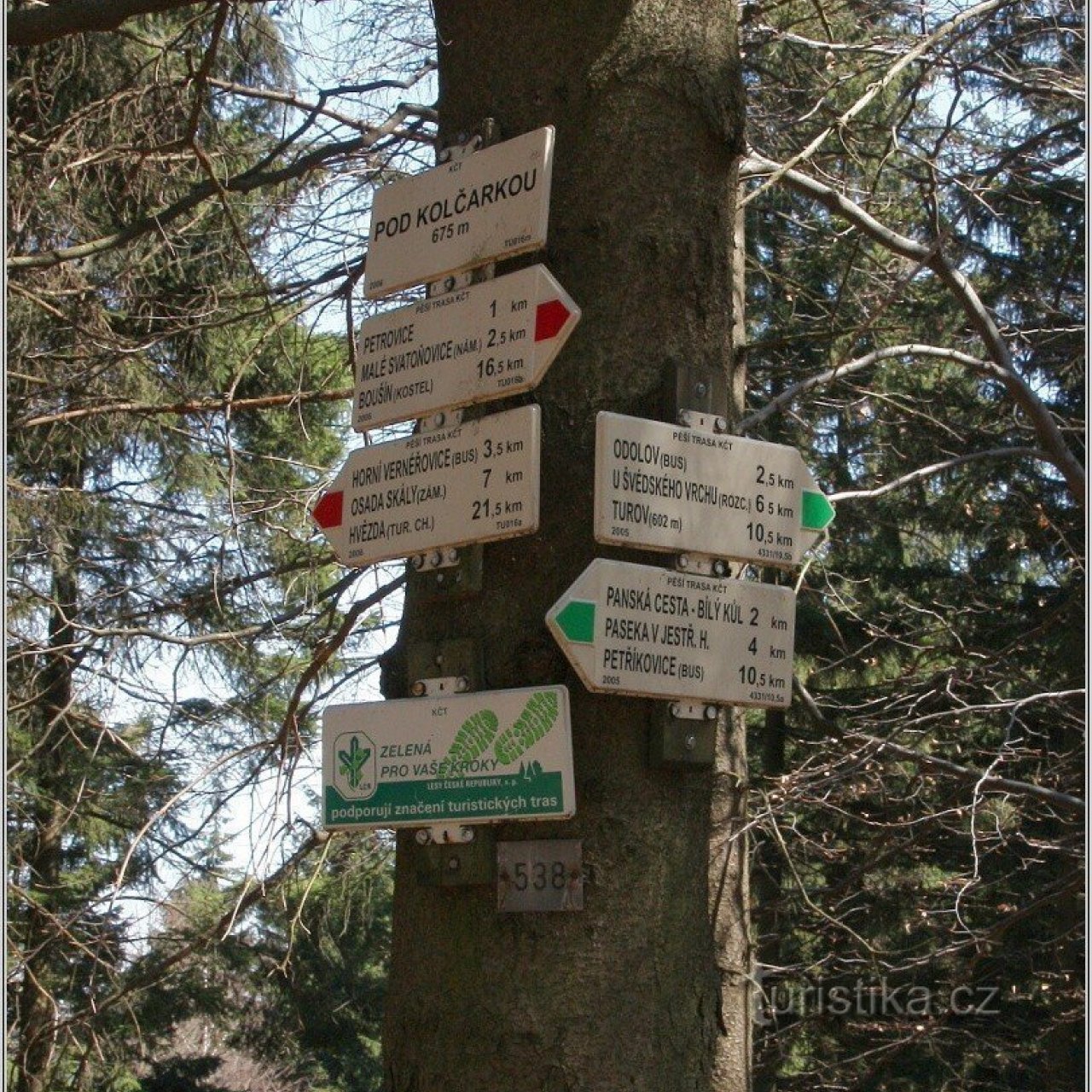 Turistické rozcestí Pod Kolčarkou v Jestřebích horách