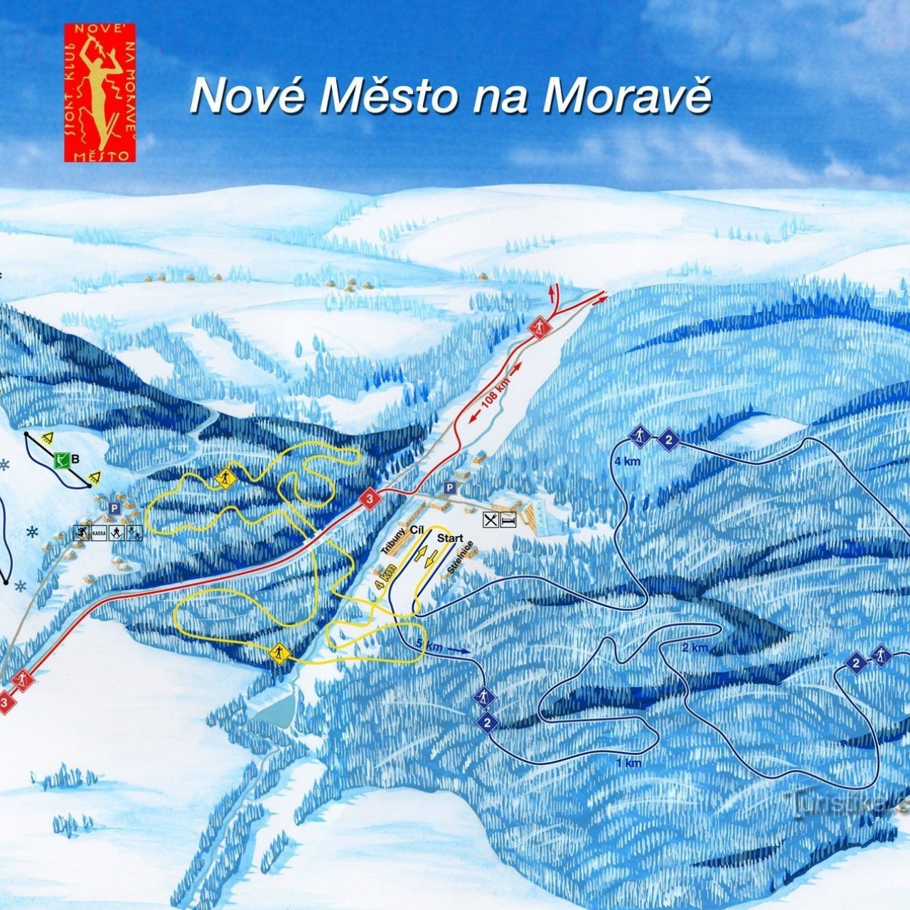 SKI SNOWPARK na Harusově kopci u Nového Města na Moravě.