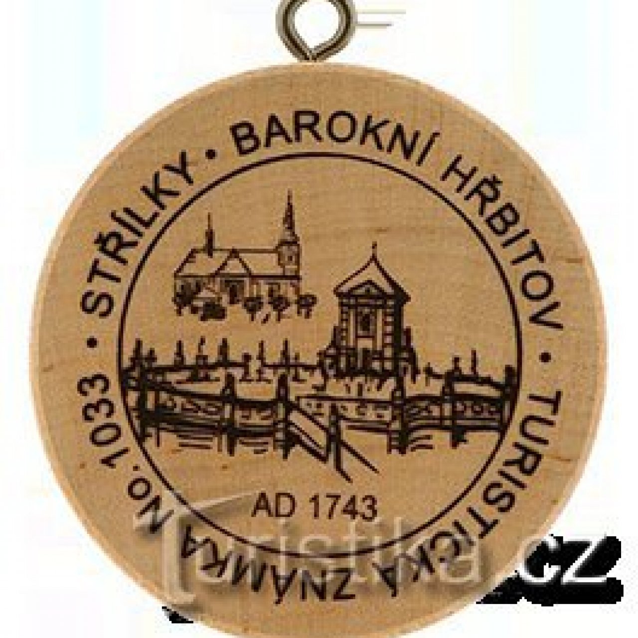 Turistická známka č. 1033 - Barokní hřbitov Střílky