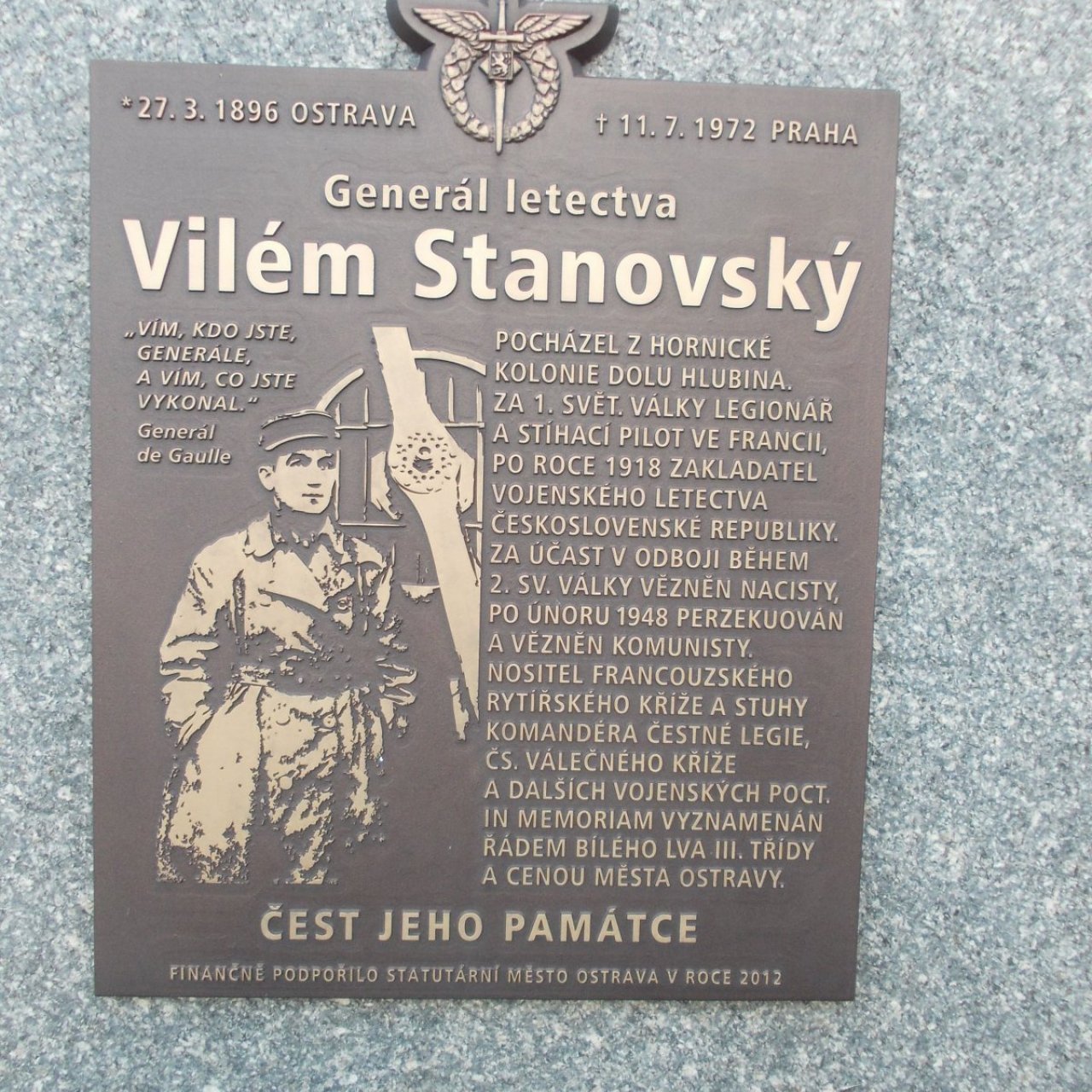 Ostrava - Vítkovice - pamätník letcovi Vilému Stanovskému