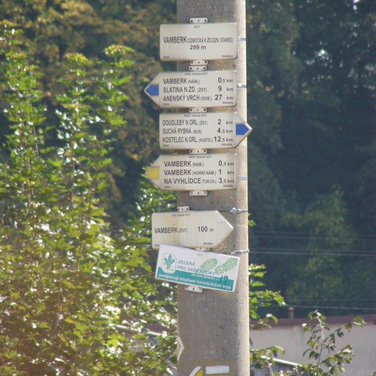 turistické rozcestí Vamberk - žst. nádraží
